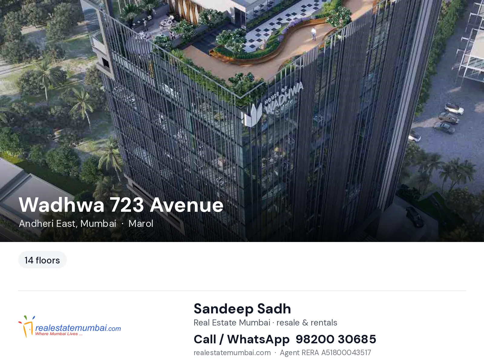 Wadhwa 723 Avenue, Andheri East, Mumbai — flats | Real Estate Mumbai, Sandeep Sadh 98200 30685