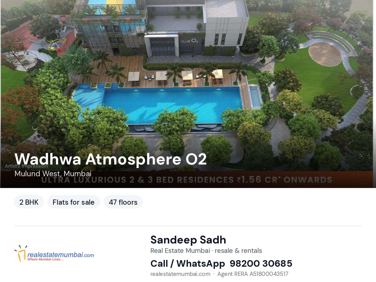 Wadhwa Atmosphere O2, Mulund West, Mumbai — 2 BHK flats for sale | Real Estate Mumbai, Sandeep Sadh 98200 30685