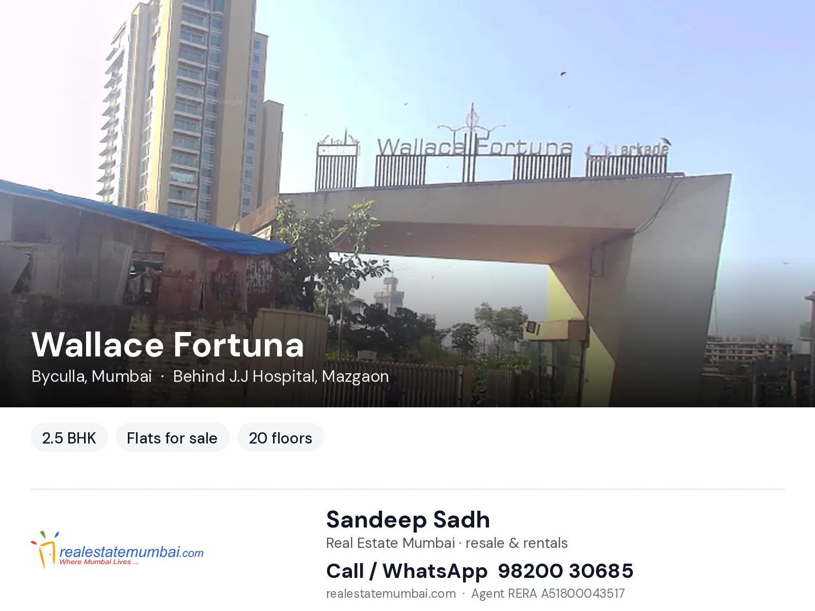 Wallace Fortuna, Byculla, Mumbai — 2.5 BHK flats for sale | Real Estate Mumbai, Sandeep Sadh 98200 30685