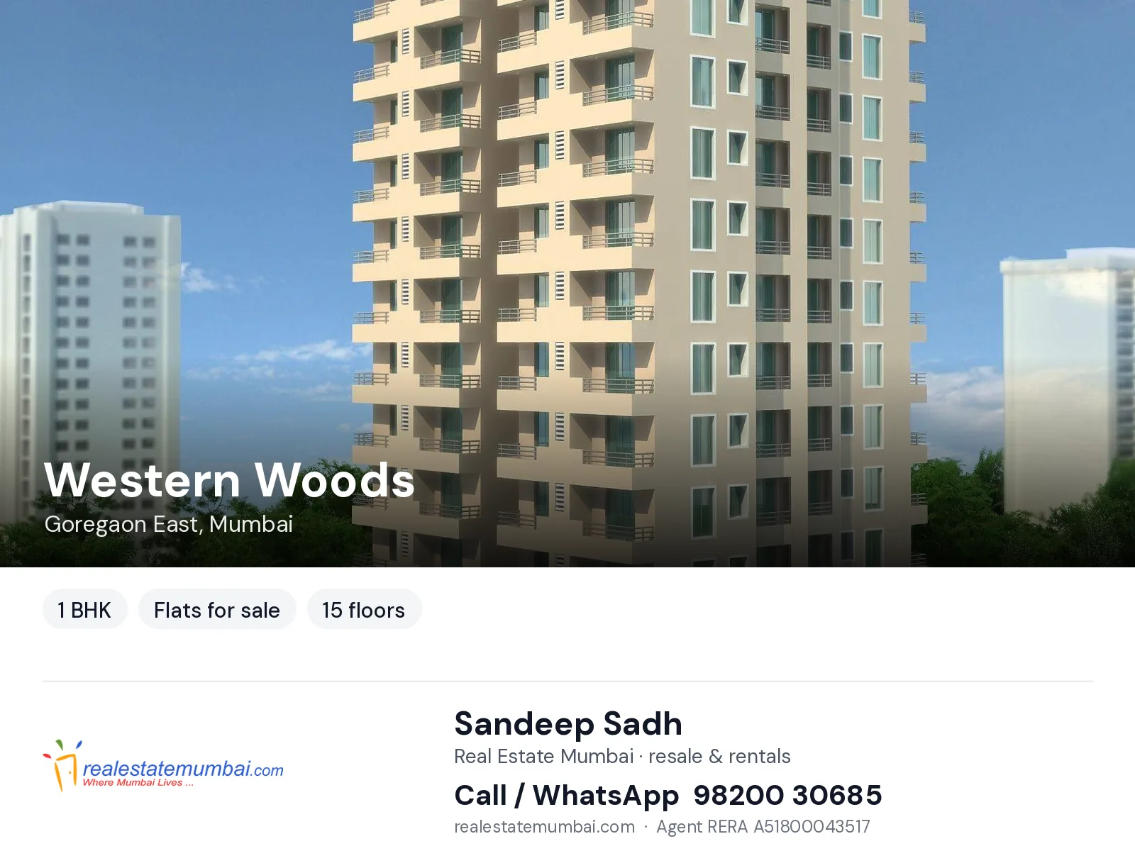 Western Woods, Goregaon East, Mumbai — 1 BHK flats for sale | Real Estate Mumbai, Sandeep Sadh 98200 30685