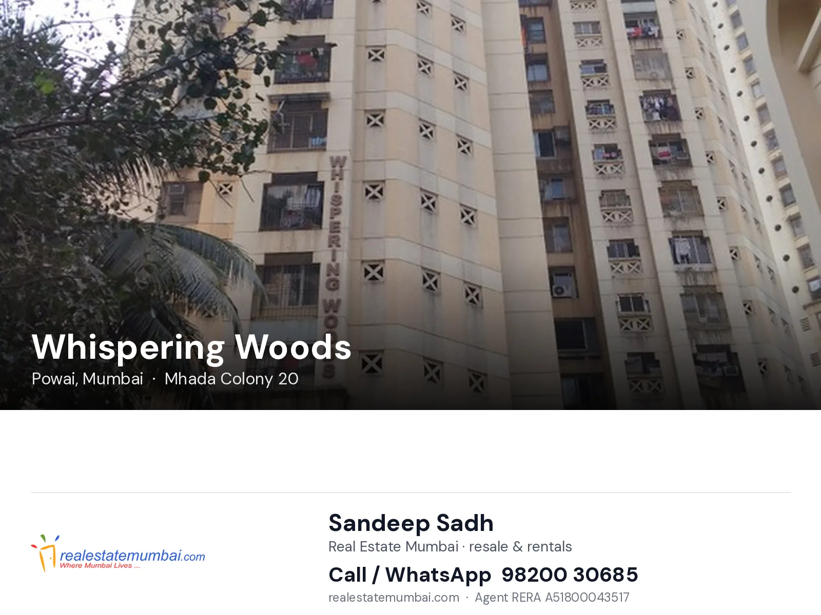 Whispering Woods, Powai, Mumbai — flats | Real Estate Mumbai, Sandeep Sadh 98200 30685