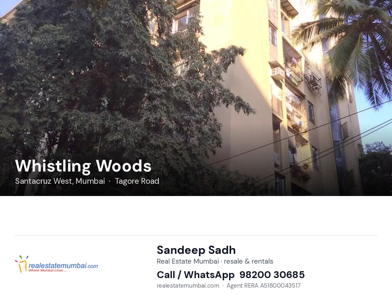 Whistling Woods, Santacruz West, Mumbai — flats | Real Estate Mumbai, Sandeep Sadh 98200 30685