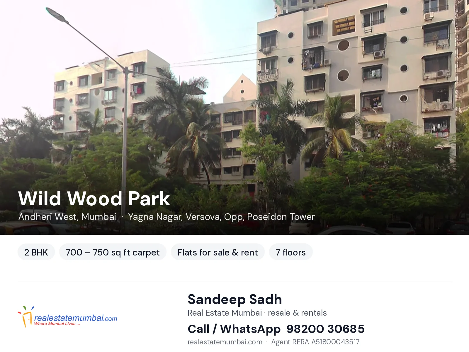 Wild Wood Park, Andheri West, Mumbai — 2 BHK flats for sale & rent | Real Estate Mumbai, Sandeep Sadh 98200 30685