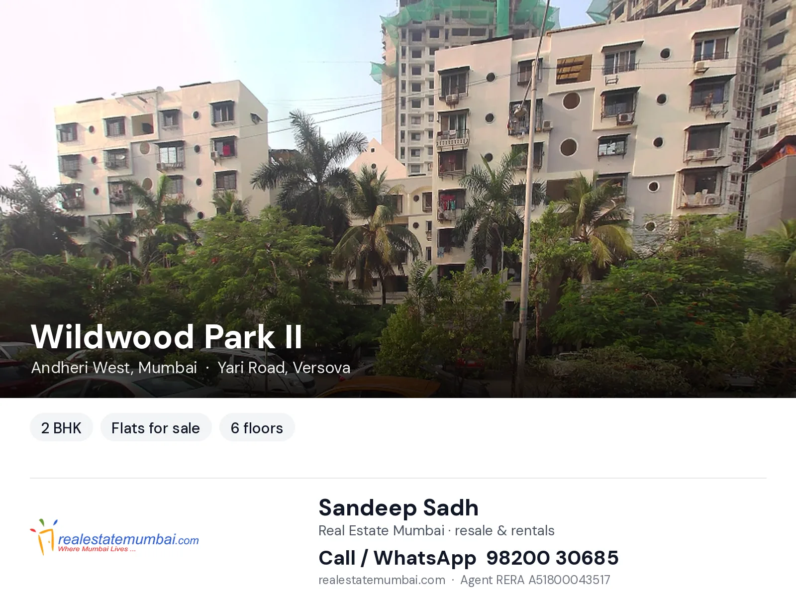 Wildwood Park II, Andheri West, Mumbai — 2 BHK flats for sale | Real Estate Mumbai, Sandeep Sadh 98200 30685