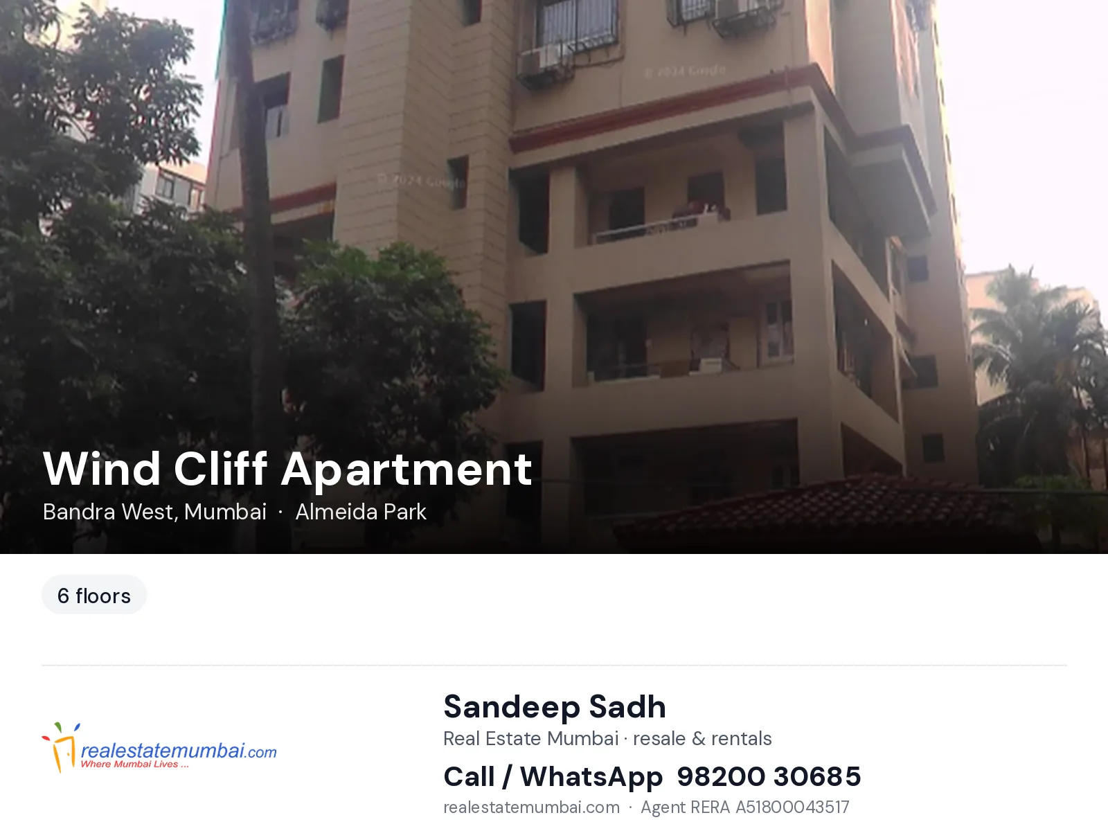 Wind Cliff Apartment, Bandra West, Mumbai — flats | Real Estate Mumbai, Sandeep Sadh 98200 30685