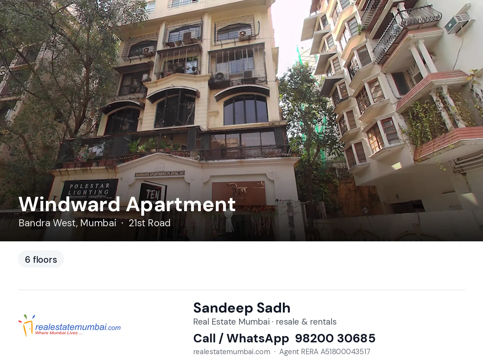 Windward Apartment, Bandra West, Mumbai — flats | Real Estate Mumbai, Sandeep Sadh 98200 30685