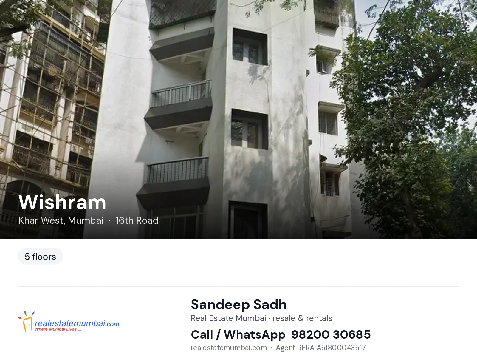 Wishram, Khar West, Mumbai — flats | Real Estate Mumbai, Sandeep Sadh 98200 30685