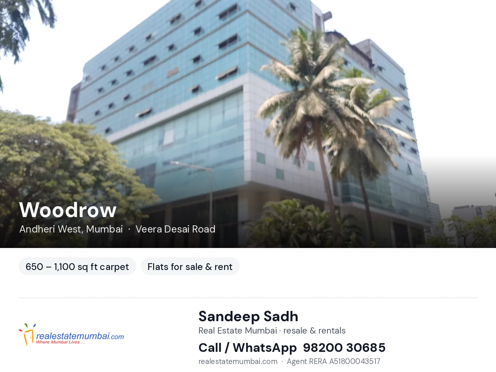 Woodrow, Andheri West, Mumbai — flats for sale & rent | Real Estate Mumbai, Sandeep Sadh 98200 30685