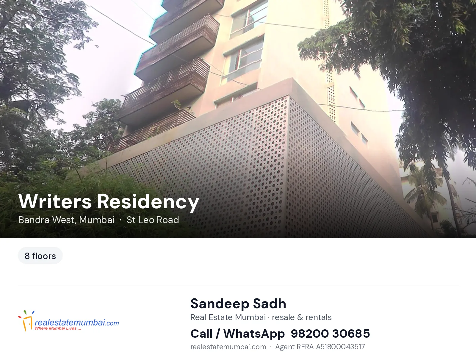 Writers Residency, Bandra West, Mumbai — flats | Real Estate Mumbai, Sandeep Sadh 98200 30685
