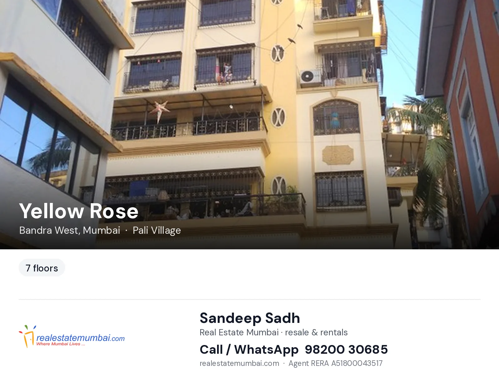 Yellow Rose, Bandra West, Mumbai — flats | Real Estate Mumbai, Sandeep Sadh 98200 30685