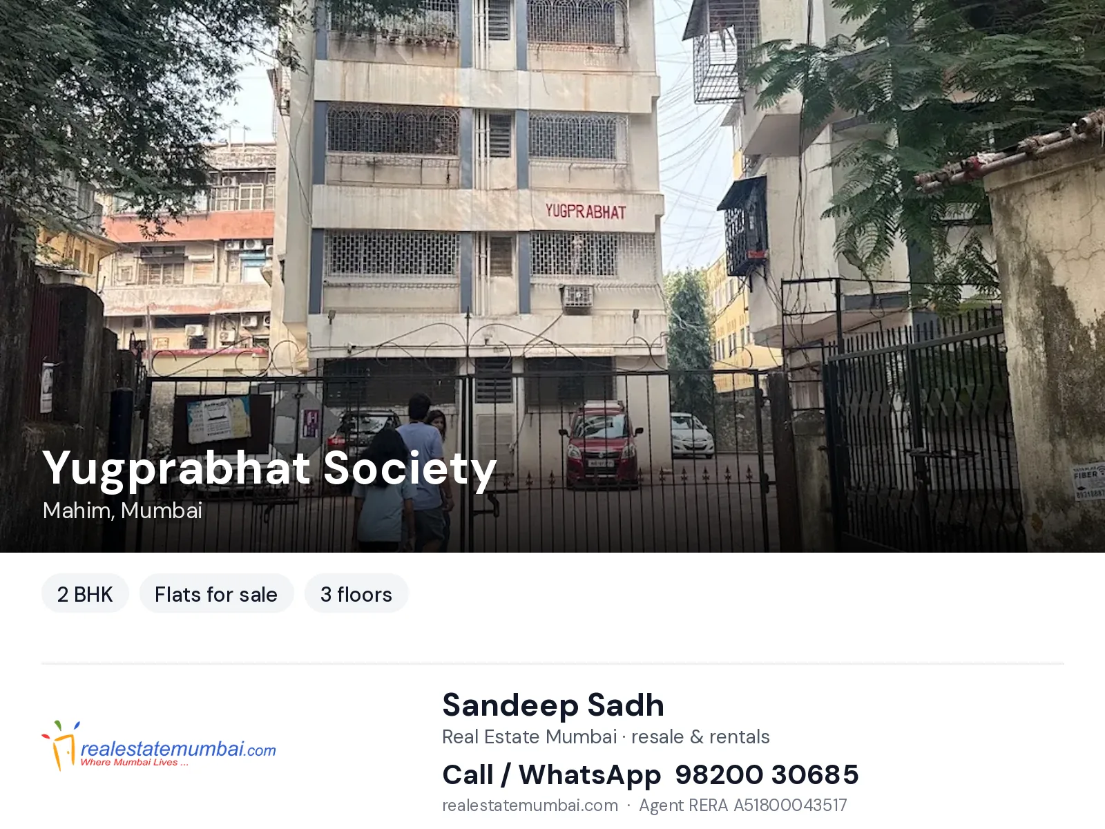 Yugprabhat Society, Mahim, Mumbai — 2 BHK flats for sale | Real Estate Mumbai, Sandeep Sadh 98200 30685
