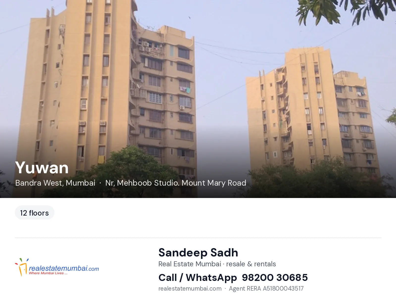 Yuwan, Bandra West, Mumbai — flats | Real Estate Mumbai, Sandeep Sadh 98200 30685