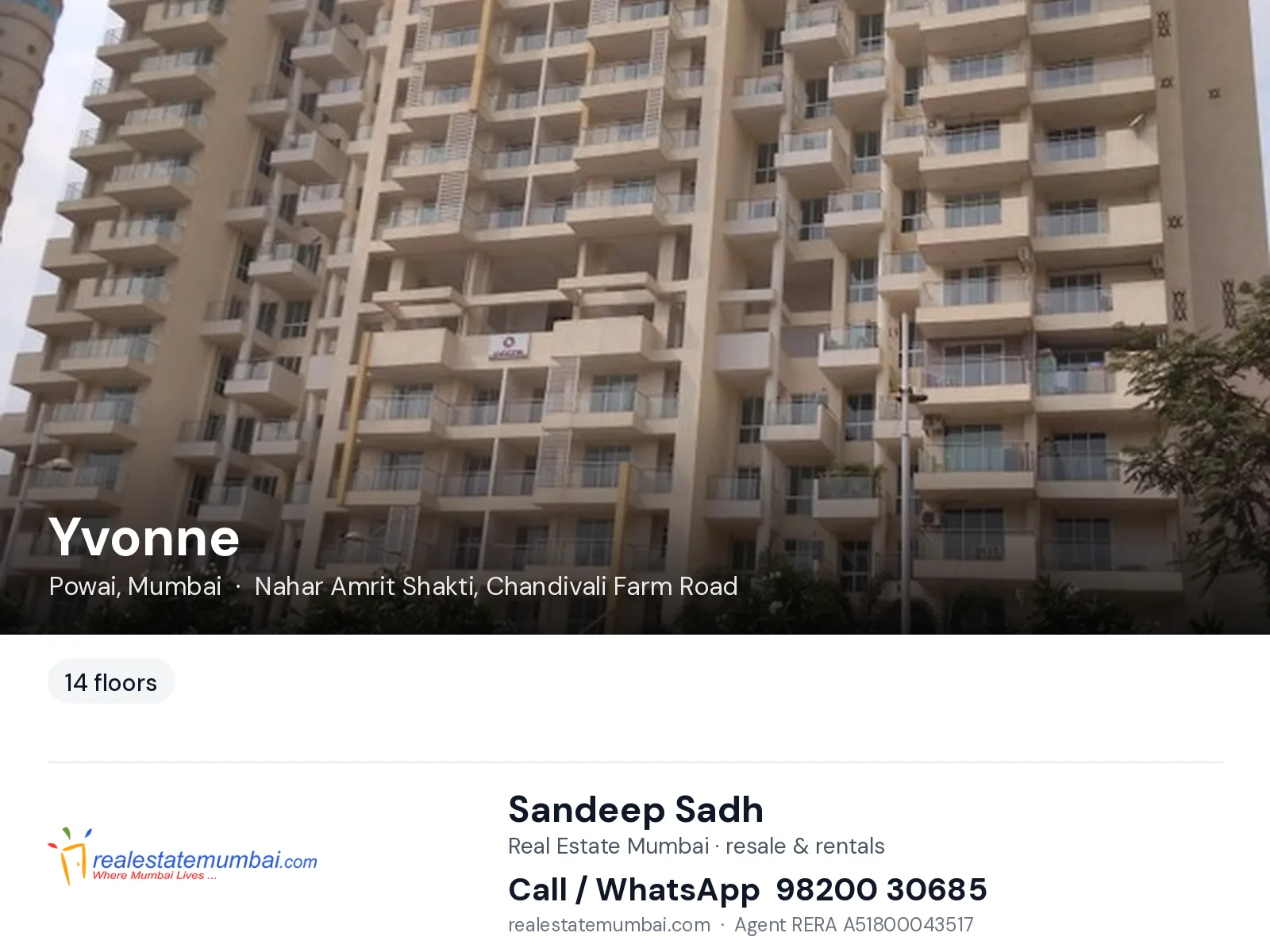 Yvonne, Powai, Mumbai — flats | Real Estate Mumbai, Sandeep Sadh 98200 30685