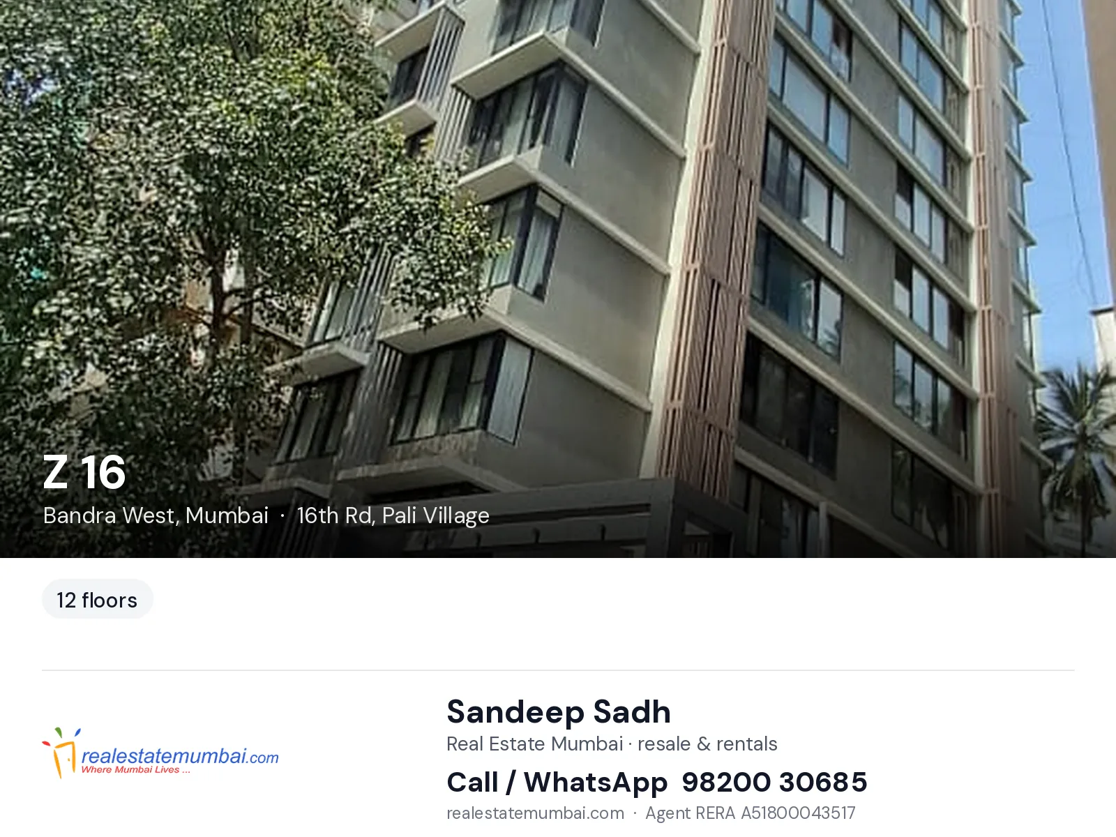 Z 16, Bandra West, Mumbai — flats | Real Estate Mumbai, Sandeep Sadh 98200 30685