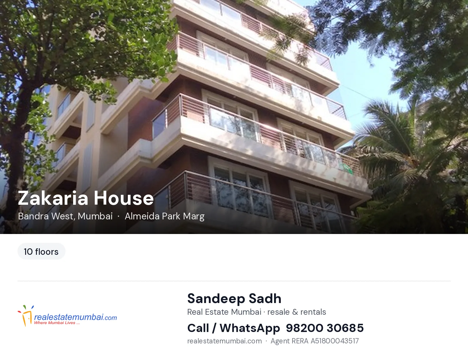 Zakaria House, Bandra West, Mumbai — flats | Real Estate Mumbai, Sandeep Sadh 98200 30685