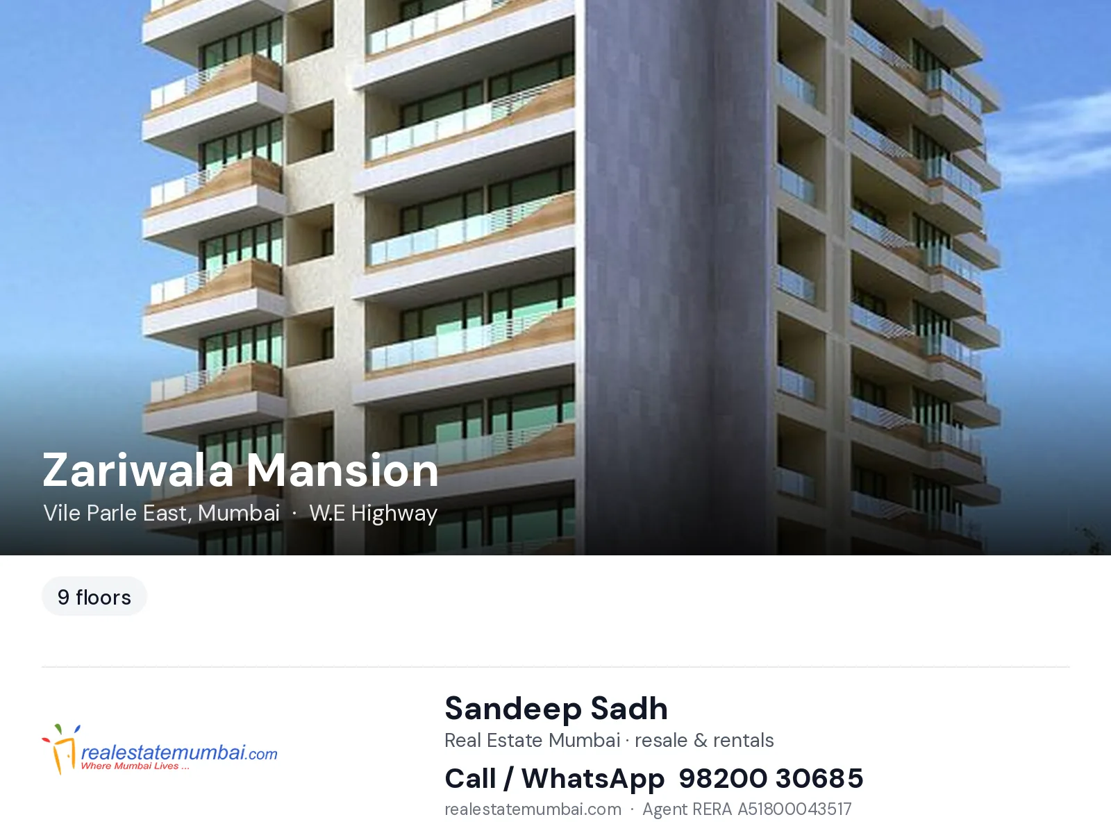 Zariwala Mansion, Vile Parle East, Mumbai — flats | Real Estate Mumbai, Sandeep Sadh 98200 30685