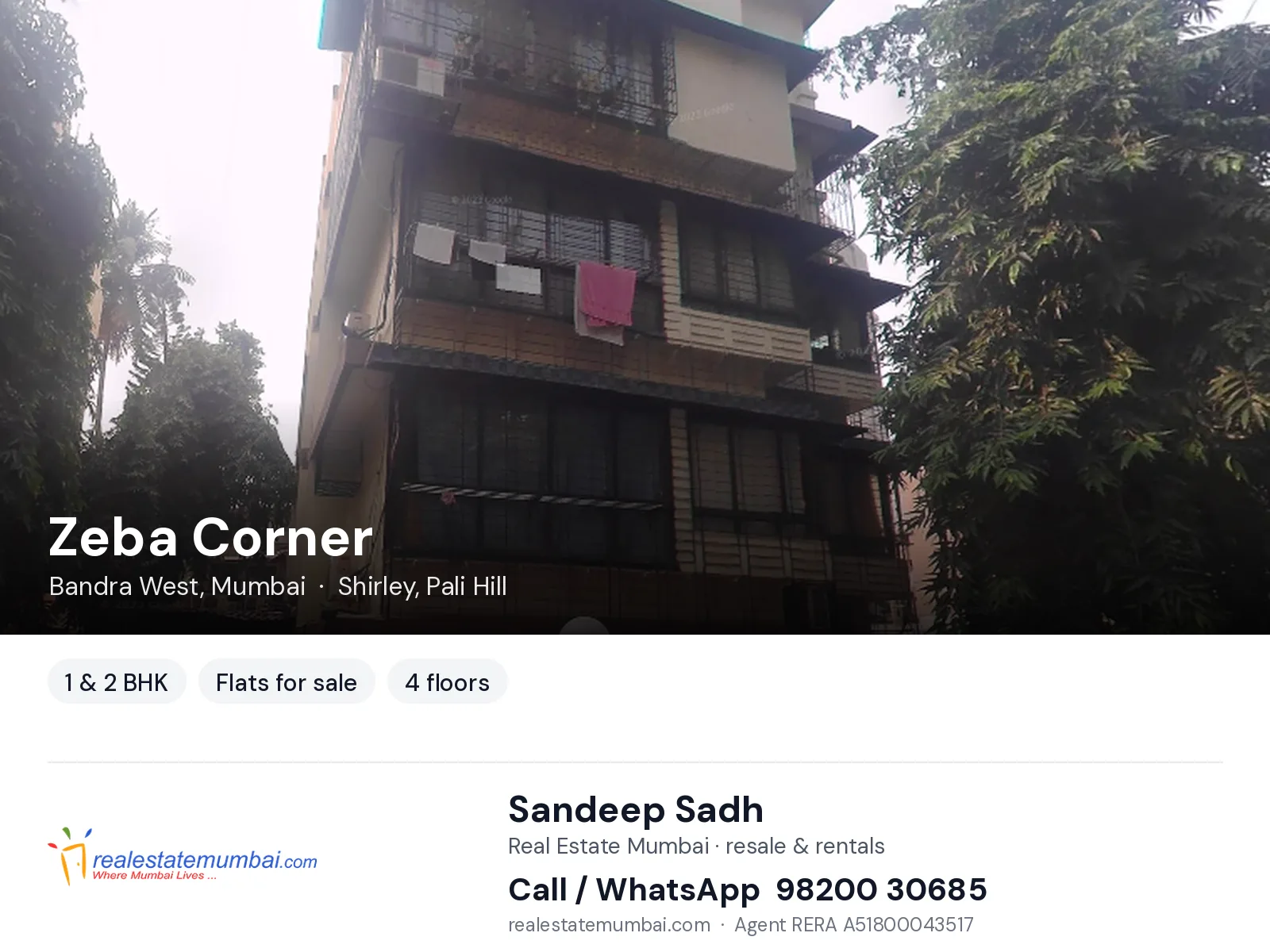 Zeba Corner, Bandra West, Mumbai — 1 & 2 BHK flats for sale | Real Estate Mumbai, Sandeep Sadh 98200 30685