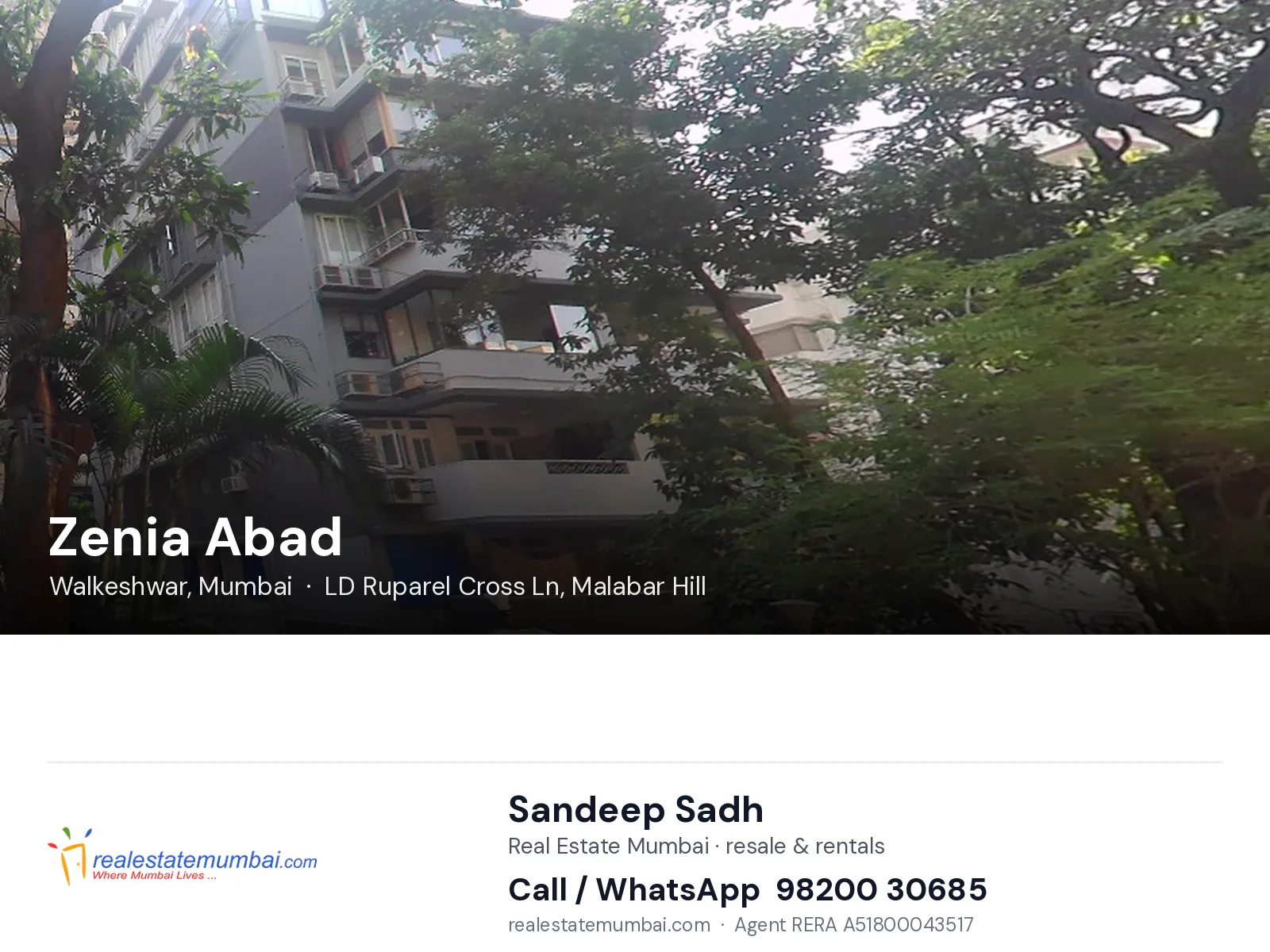 Zenia Abad, Walkeshwar, Mumbai — flats | Real Estate Mumbai, Sandeep Sadh 98200 30685