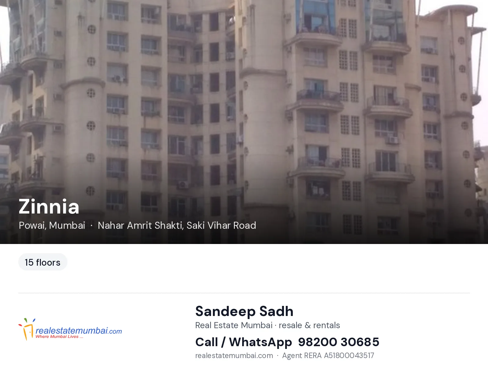 Zinnia, Powai, Mumbai — flats | Real Estate Mumbai, Sandeep Sadh 98200 30685
